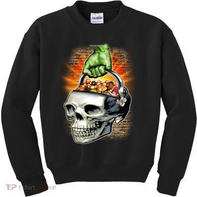 Zombie Skull Candy Bucket Kids Sweatshirt