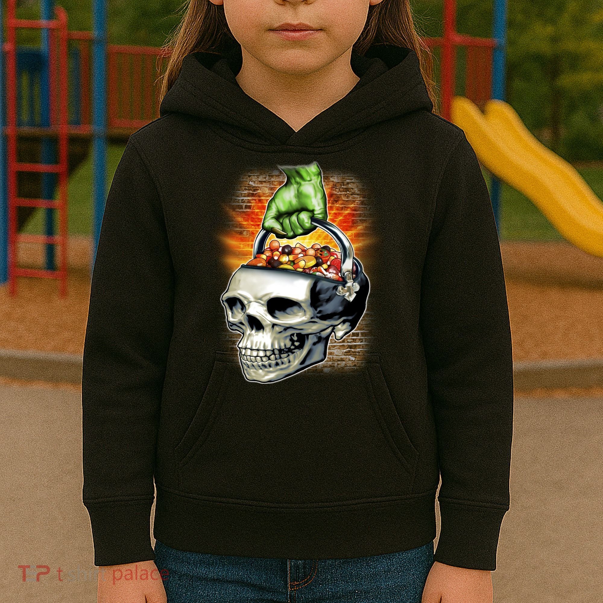 Zombie Skull Candy Bucket Kids Hoodie