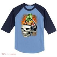 Zombie Skull Candy Bucket Raglan Baseball Sleeve Shirt thumb 0