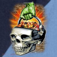 Zombie Skull Candy Bucket Raglan Baseball Sleeve Shirt thumb 2