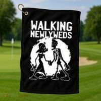 Zombie Walking Newlyweds Golf Towel thumb 1