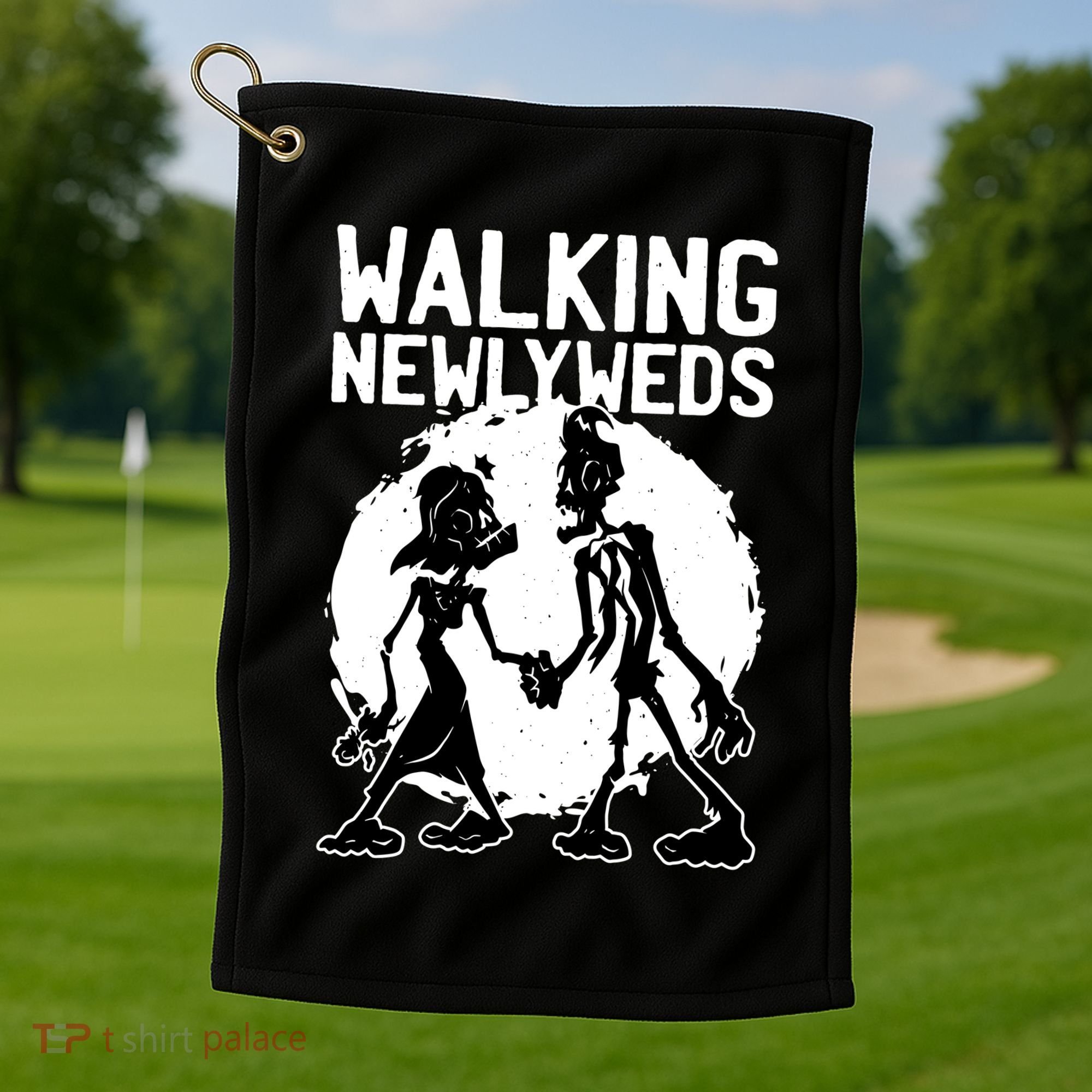 Zombie Walking Newlyweds Golf Towel