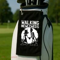 Zombie Walking Newlyweds Golf Towel thumb 2