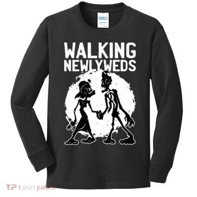 Zombie Walking Newlyweds Kids Long Sleeve Shirt