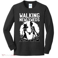 Zombie Walking Newlyweds Kids Long Sleeve Shirt thumb 0
