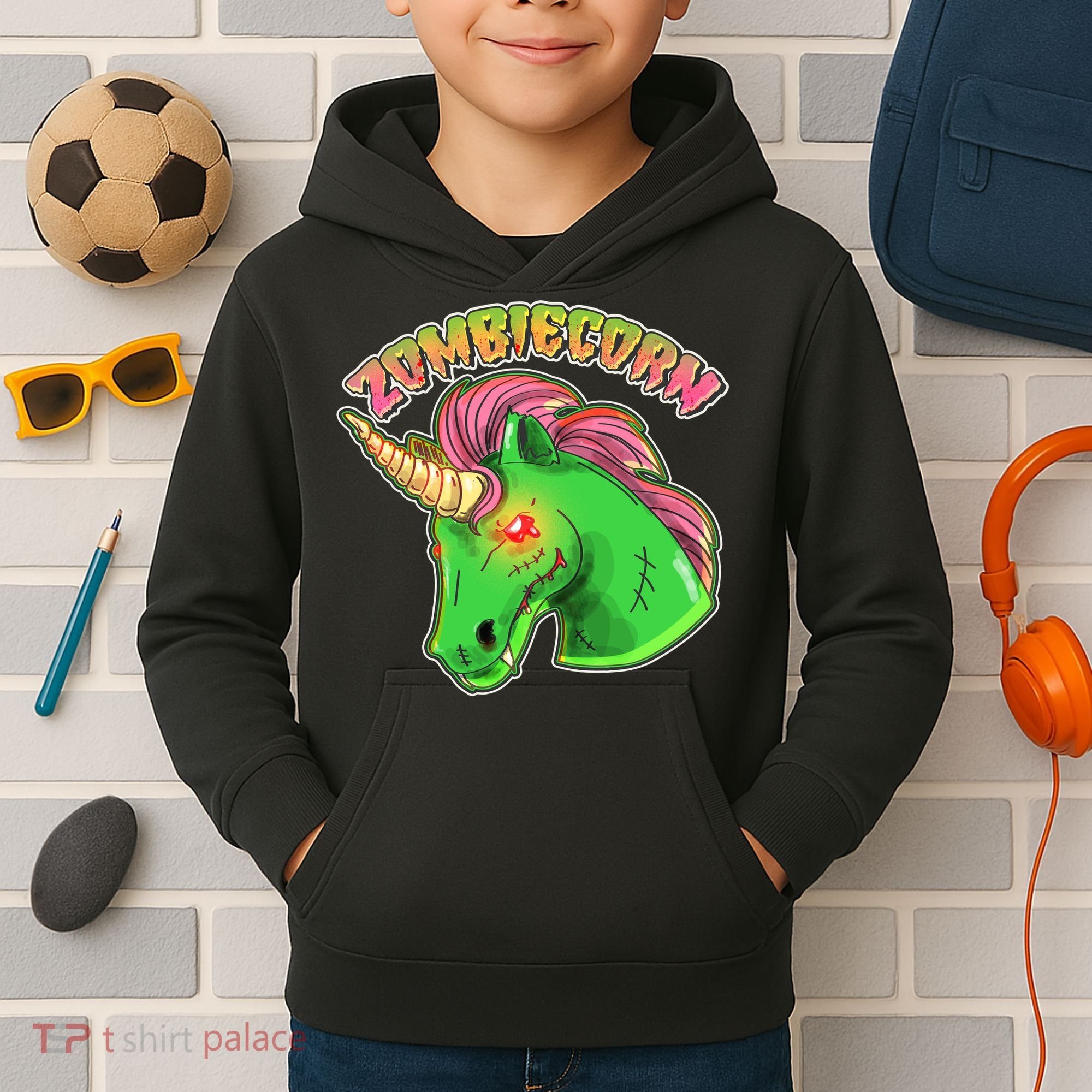 Zombiecorn Zombie Unicorn Kids Hoodie