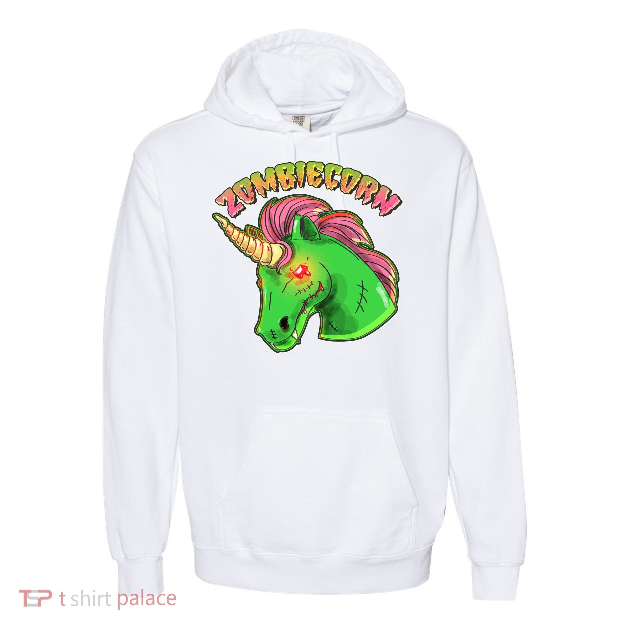 Zombiecorn Zombie Unicorn Comfort Colors Garment-Dyed Hooded Sweatshirt