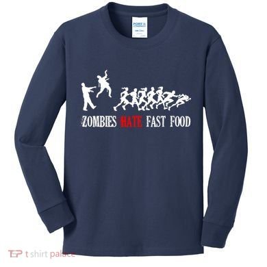 Zombies Eat Brains You'll Be Fine Kids Long Sleeve Shirt