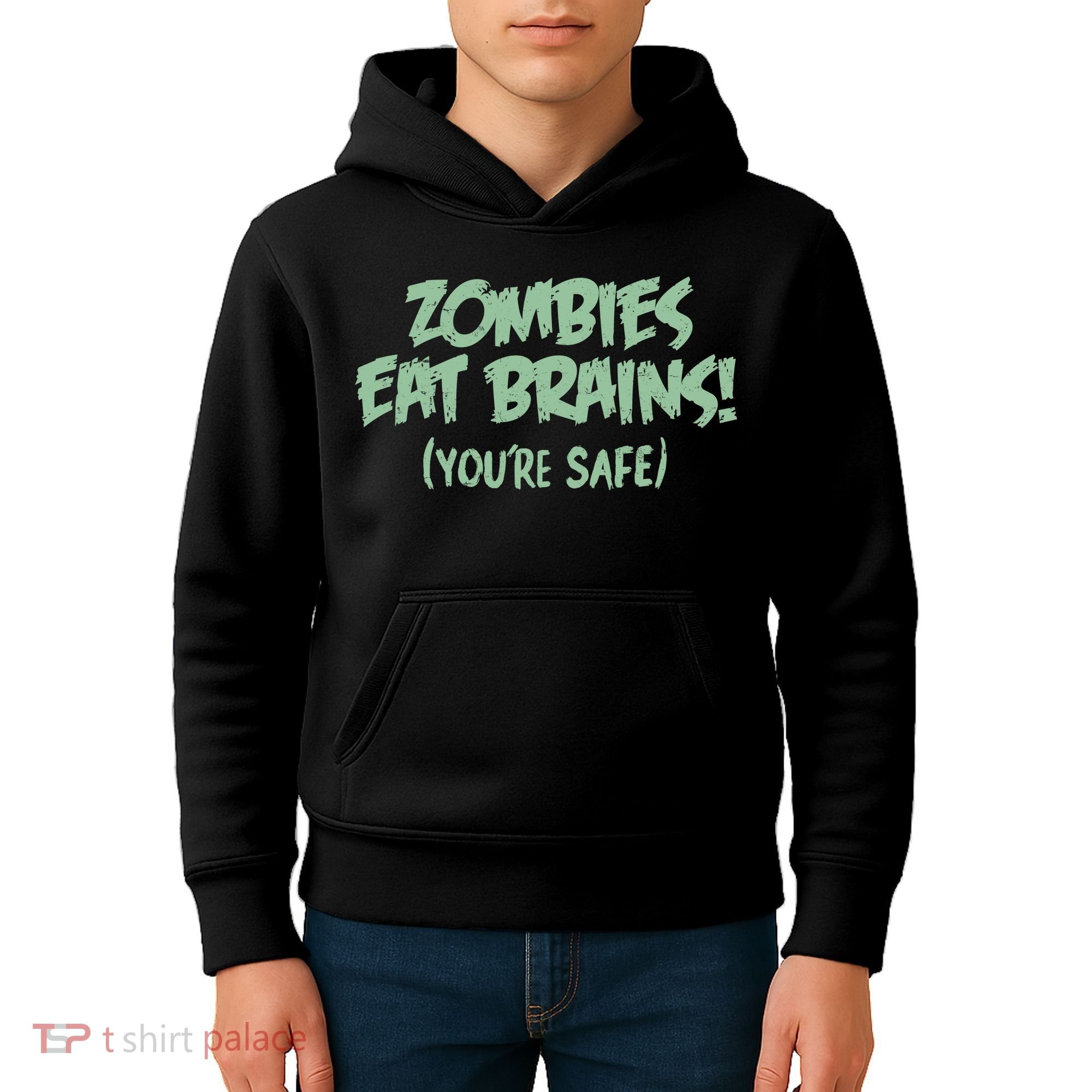 Zombies Eat Brains! (You're Safe) Kids Hoodie