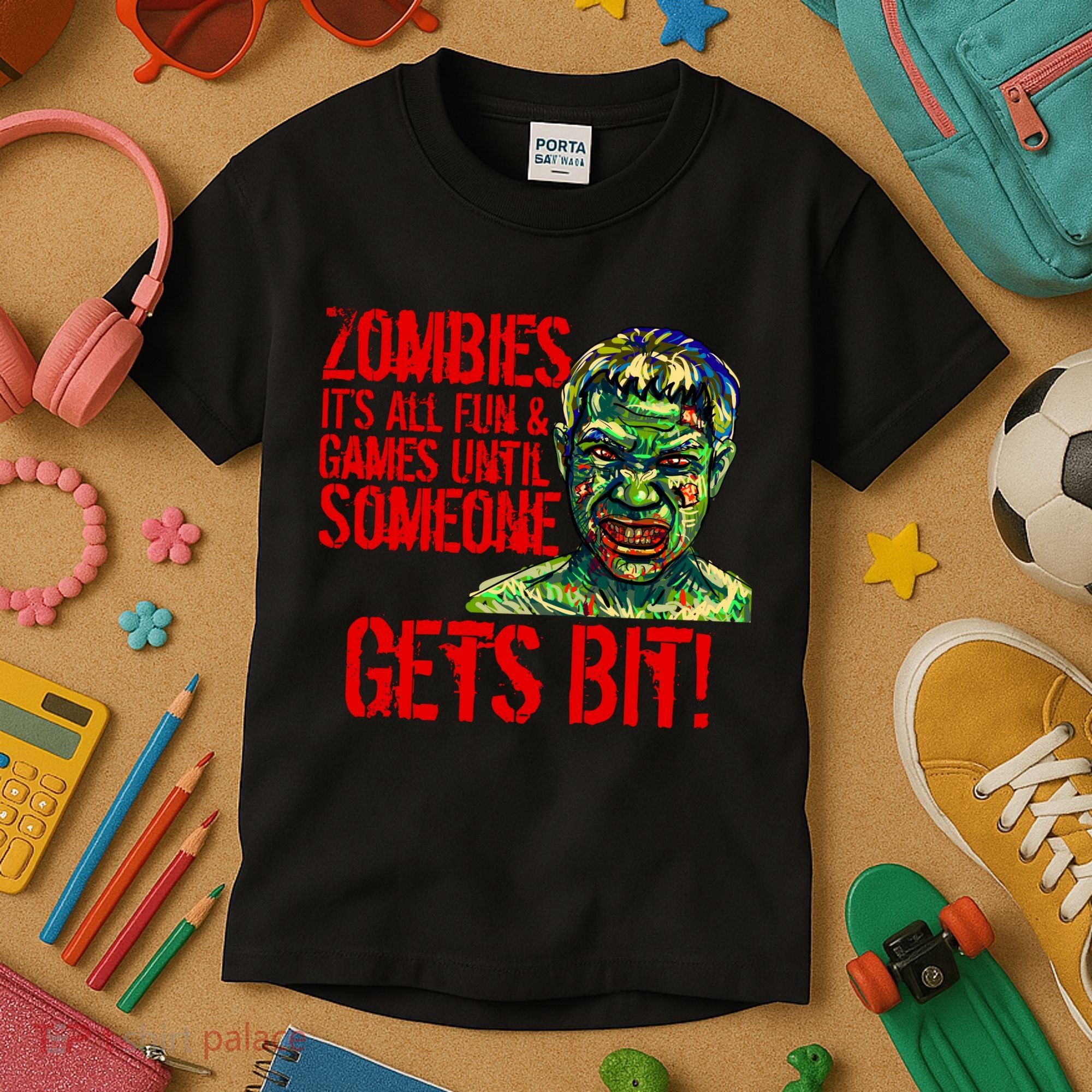 Zombies It's All Fun and Games Kids T-Shirt