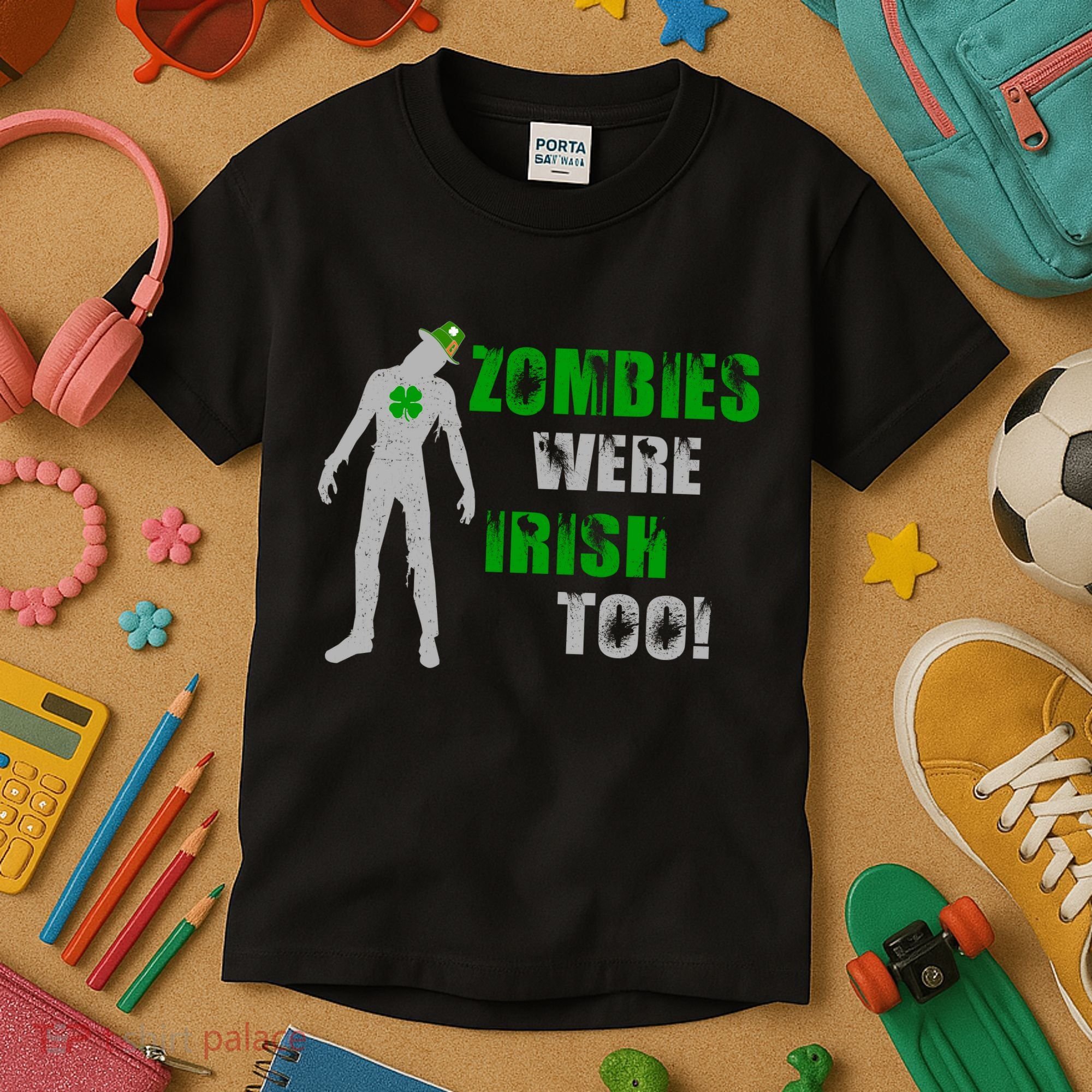 Zombies Were Irish Too Funny Kids T-Shirt