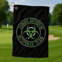 Zombie Outbreak Response Team Halloween Apocalypse Gas Mask Golf Towel thumb 1