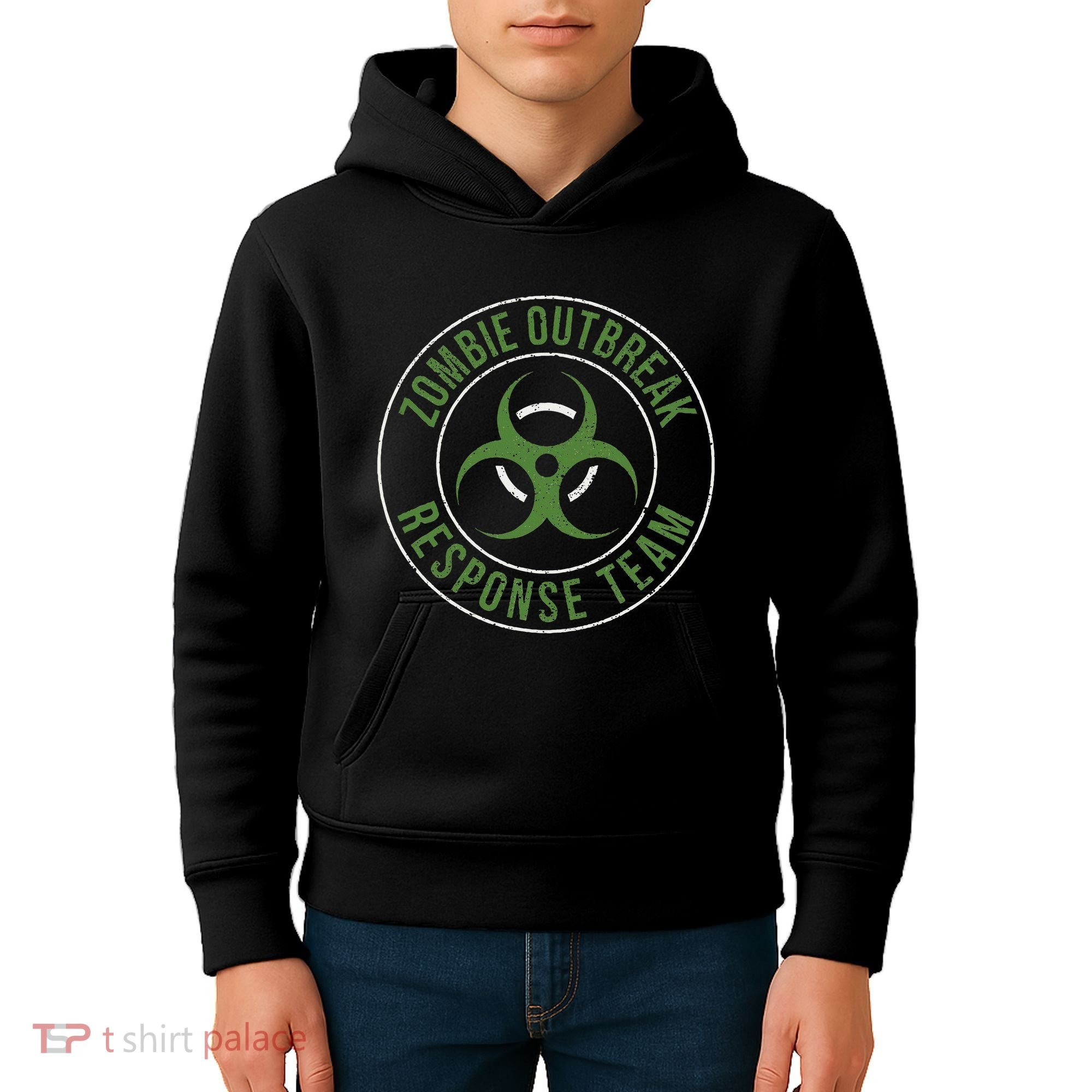 Zombie Outbreak Response Team Halloween Apocalypse Gas Mask Kids Hoodie