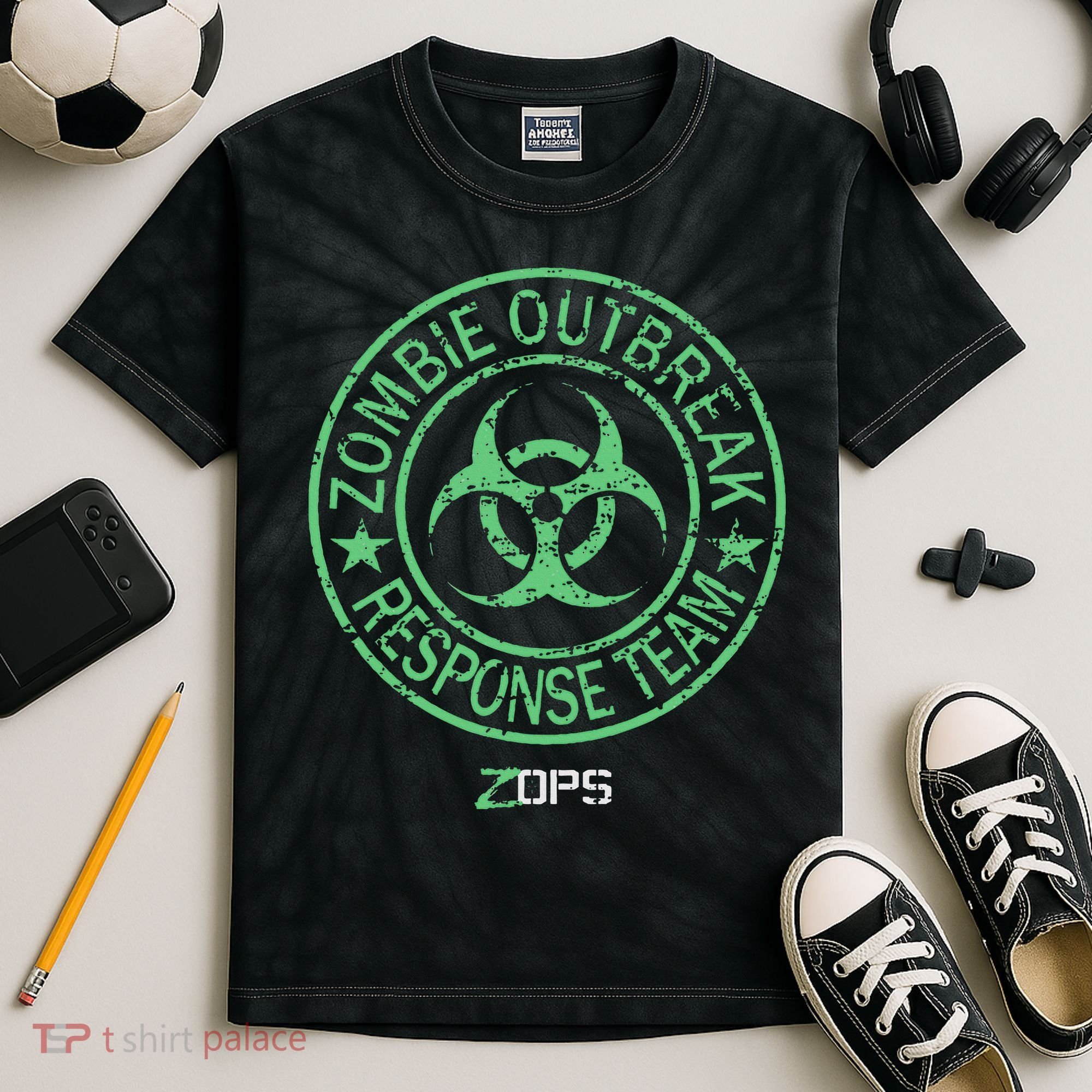 Z Ops Zombie Outbreak Response Team Kids Tie-Dye T-Shirt