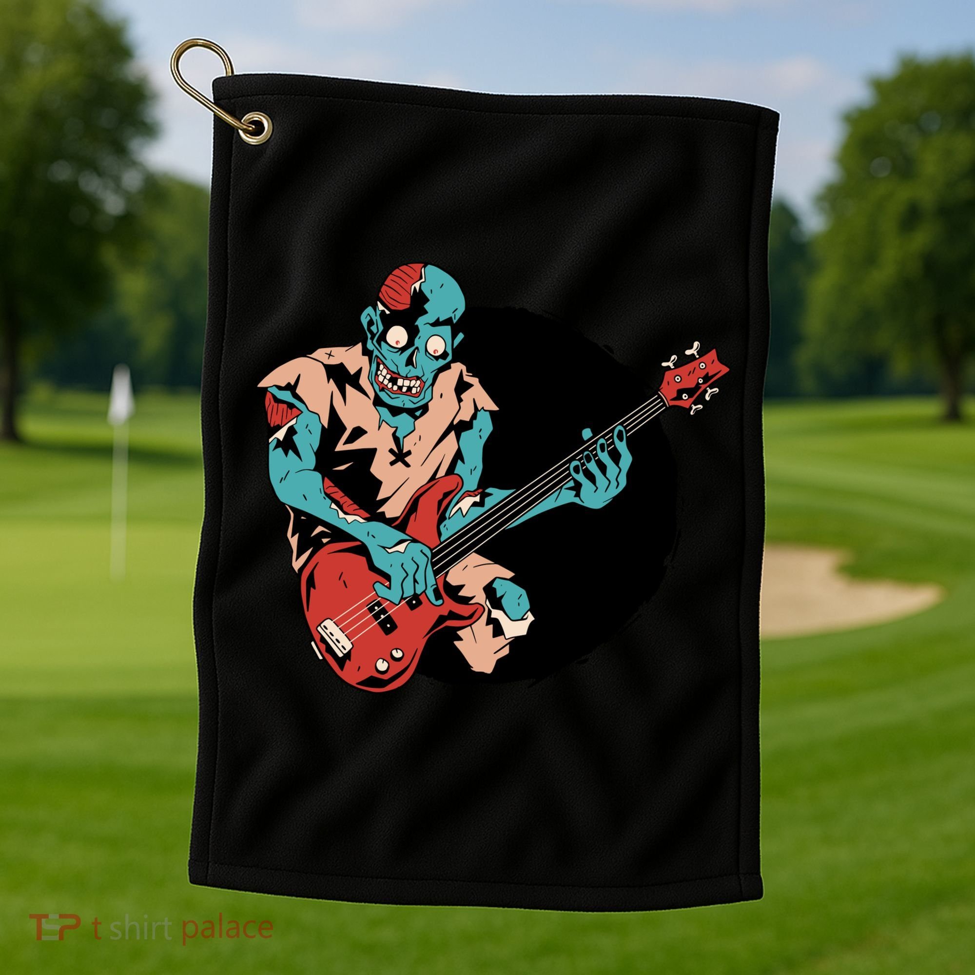 Zombie Playing Bass Golf Towel