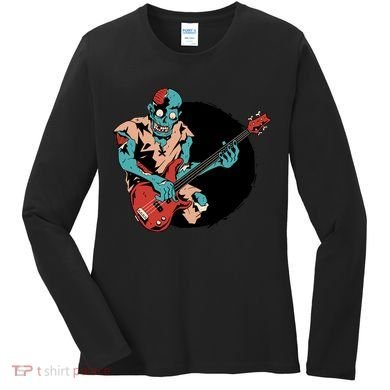 Zombie Playing Bass Women's Long Sleeve Shirt