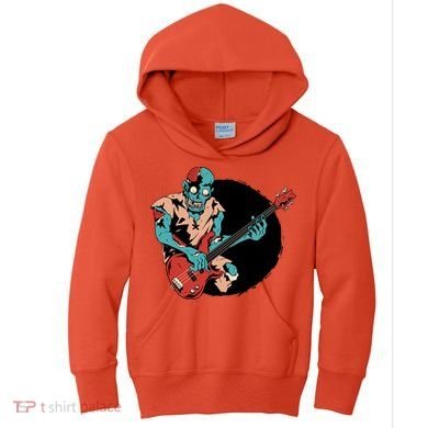 Zombie Playing Bass Kids Hoodie
