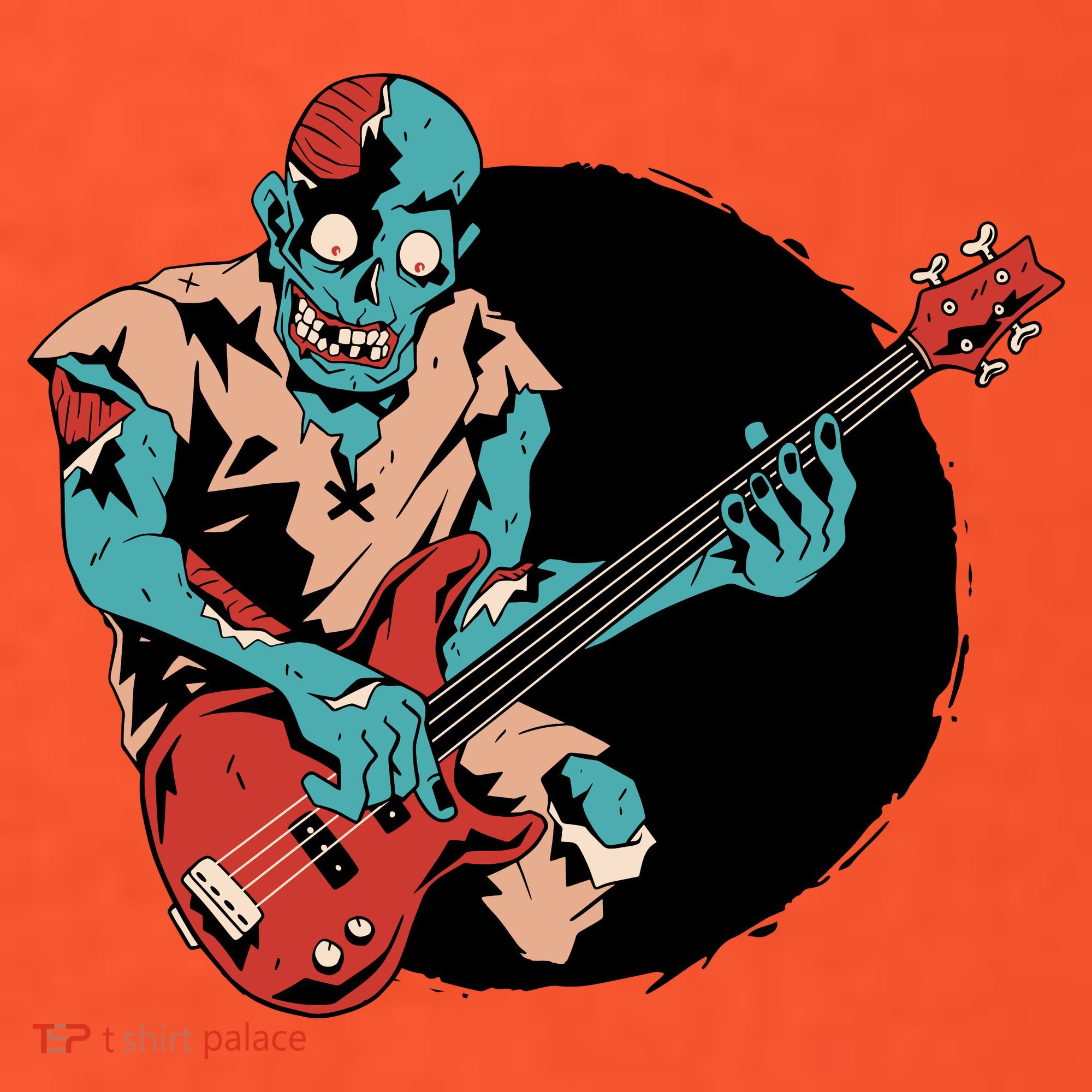 Zombie Playing Bass Kids Hoodie
