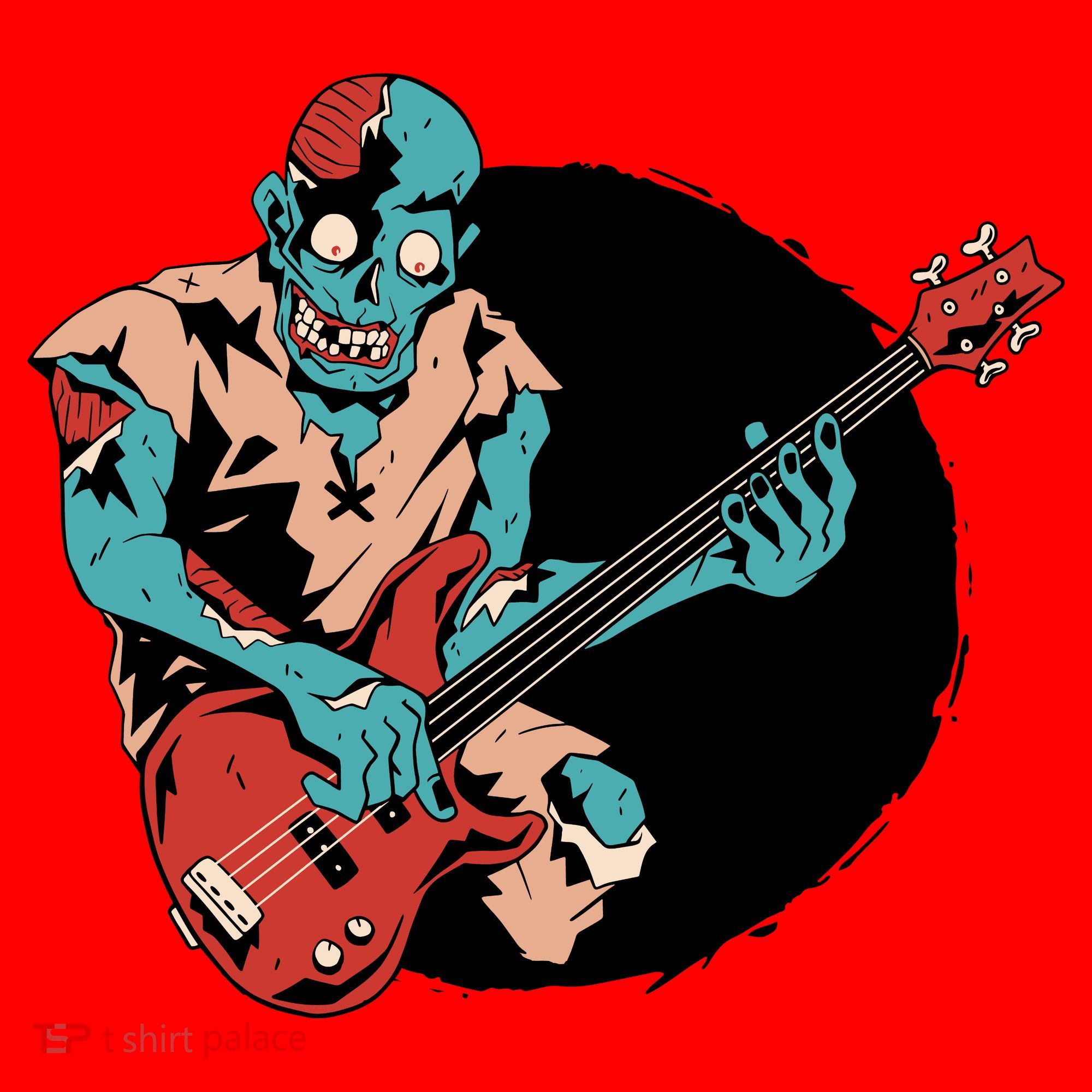Zombie Playing Bass Santa Hat