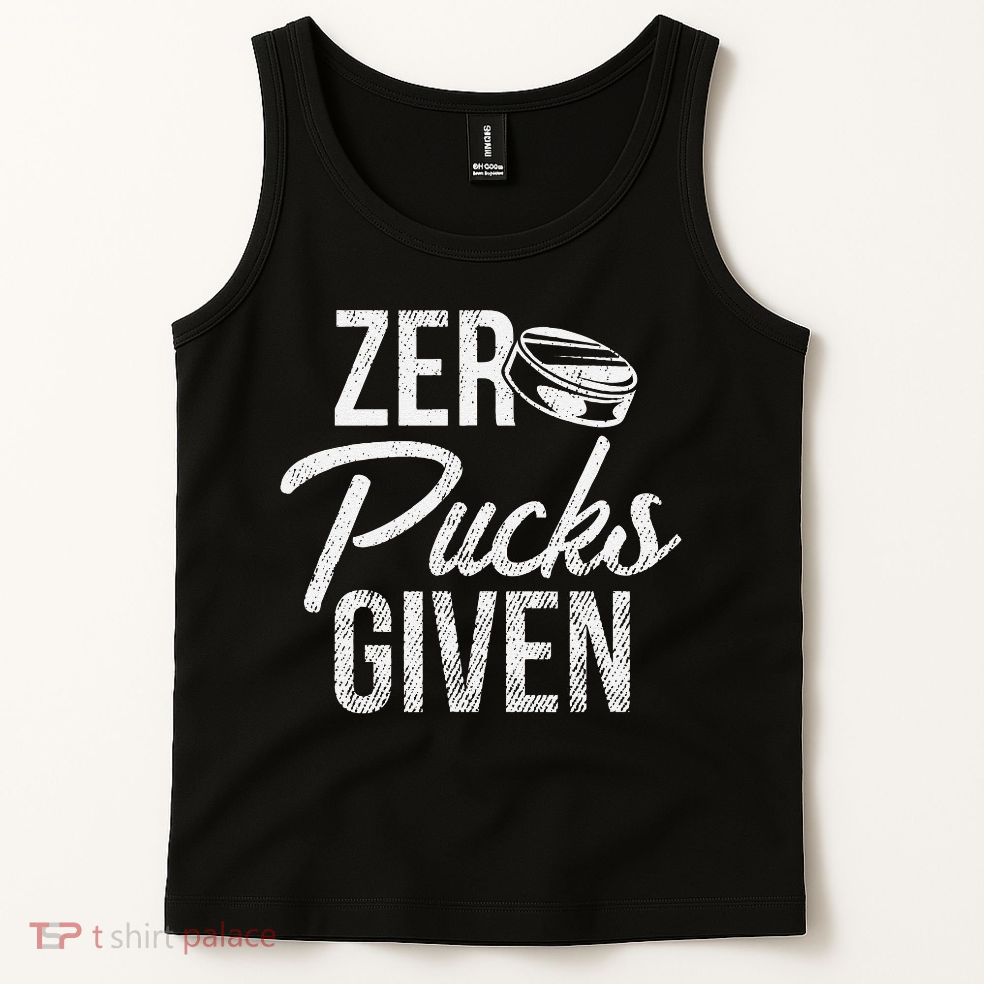 Zero Pucks Given Funny Fan Puck Hockey Player Tank Top