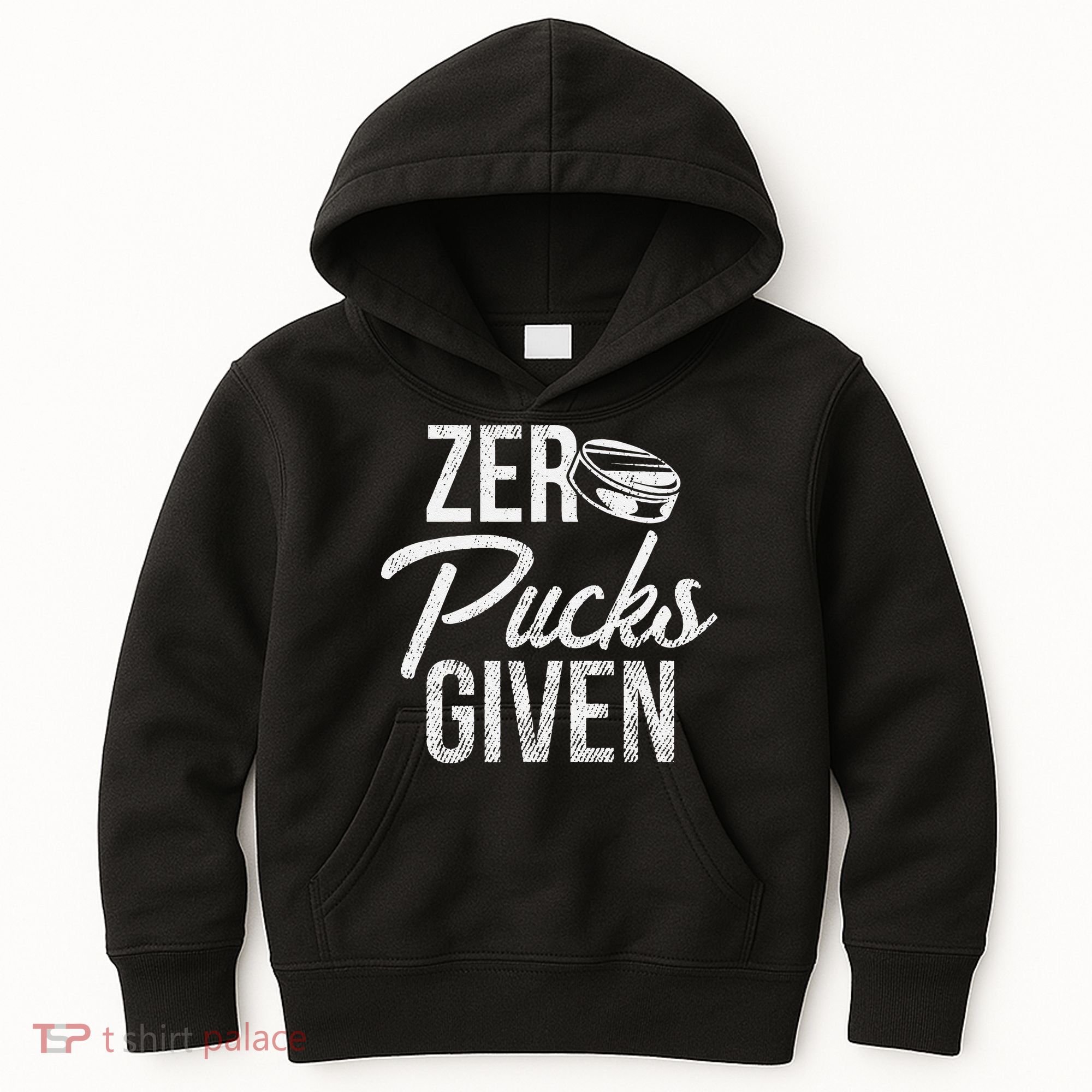 Zero Pucks Given Funny Fan Puck Hockey Player Kids Hoodie