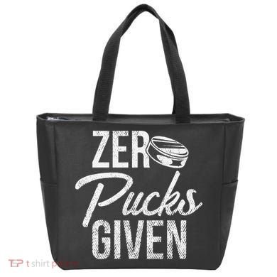 Zero Pucks Given Funny Fan Puck Hockey Player Tote Bag