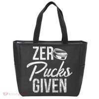 Zero Pucks Given Funny Fan Puck Hockey Player Tote Bag thumb 0