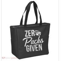 Zero Pucks Given Funny Fan Puck Hockey Player Tote Bag thumb 2