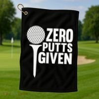 Zero Putts Given Funny Golf Lover Golf Towel thumb 1