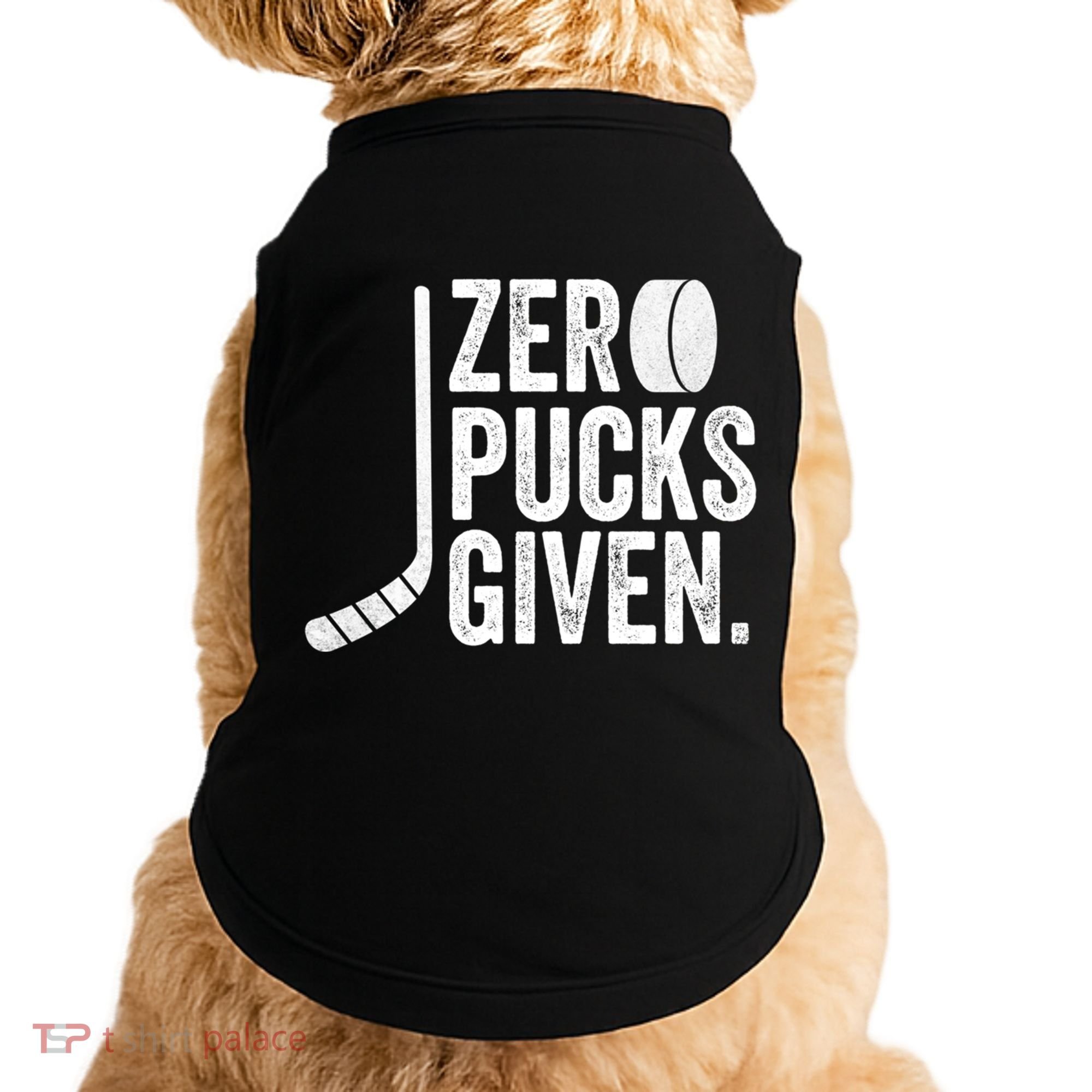 Zero Pucks Given Funny Distressed Hockey Cool Gift Doggie Tank
