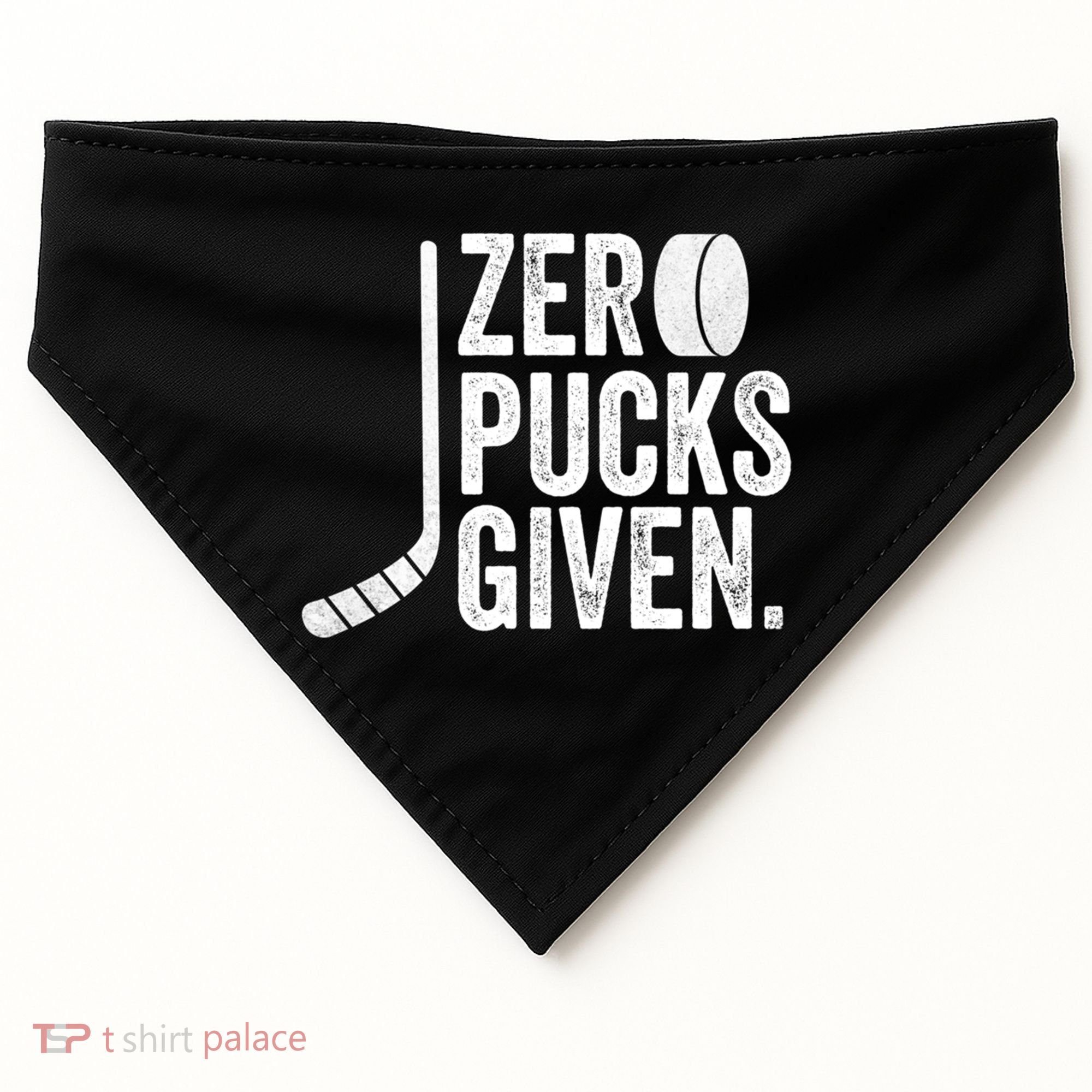 Zero Pucks Given Funny Distressed Hockey Cool Gift USA-Made Doggie Bandana