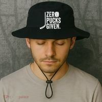Zero Pucks Given Funny Distressed Hockey Cool Gift Bucket Hat thumb 2