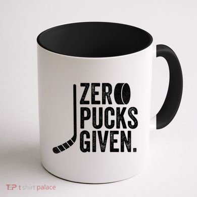 Zero Pucks Given Funny Distressed Hockey Cool Gift Coffee Mug back