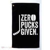 Zero Pucks Given Funny Distressed Hockey Cool Gift Golf Towel thumb 0