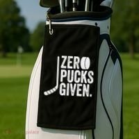 Zero Pucks Given Funny Distressed Hockey Cool Gift Golf Towel thumb 2