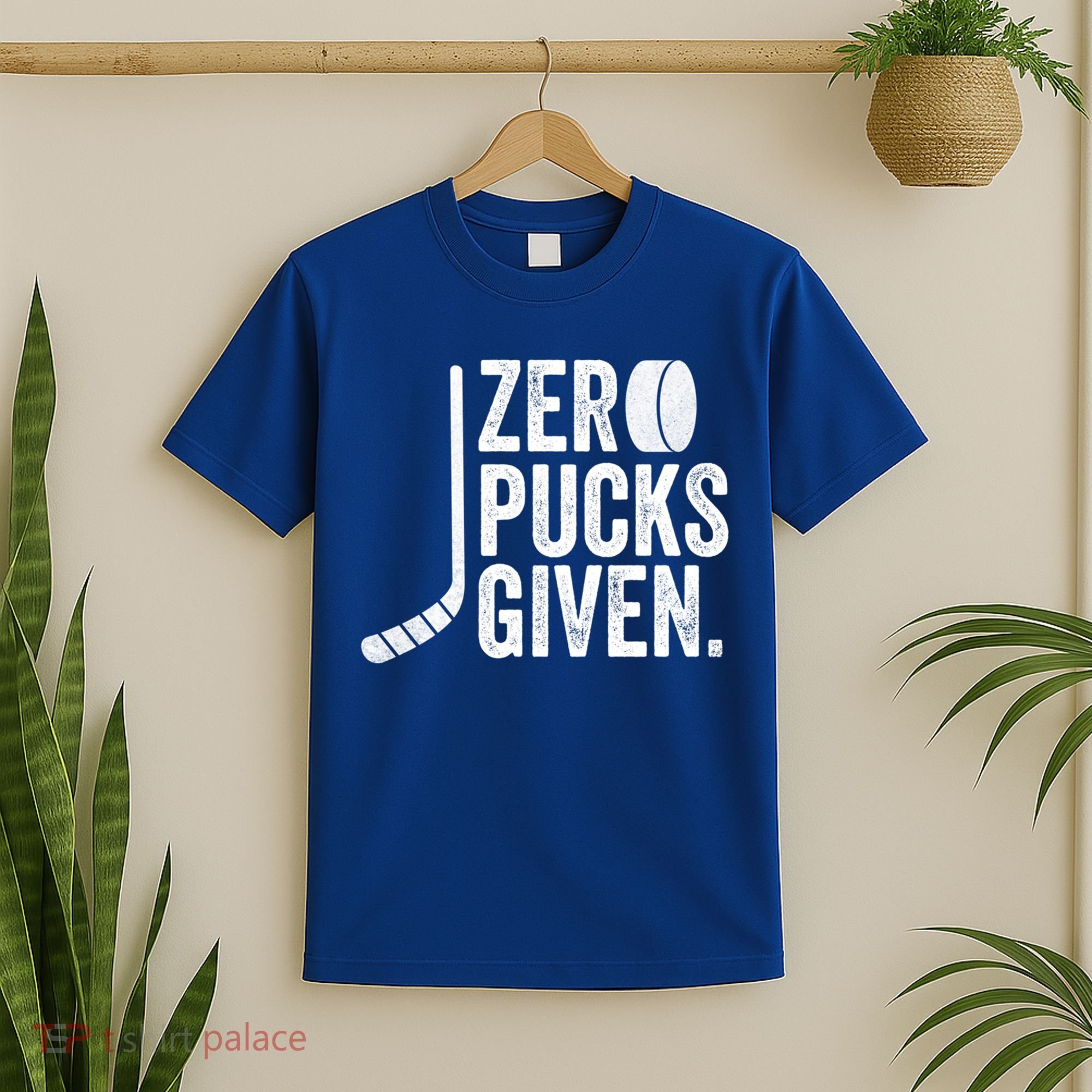 Zero Pucks Given Funny Distressed Hockey Cool Gift T-Shirt