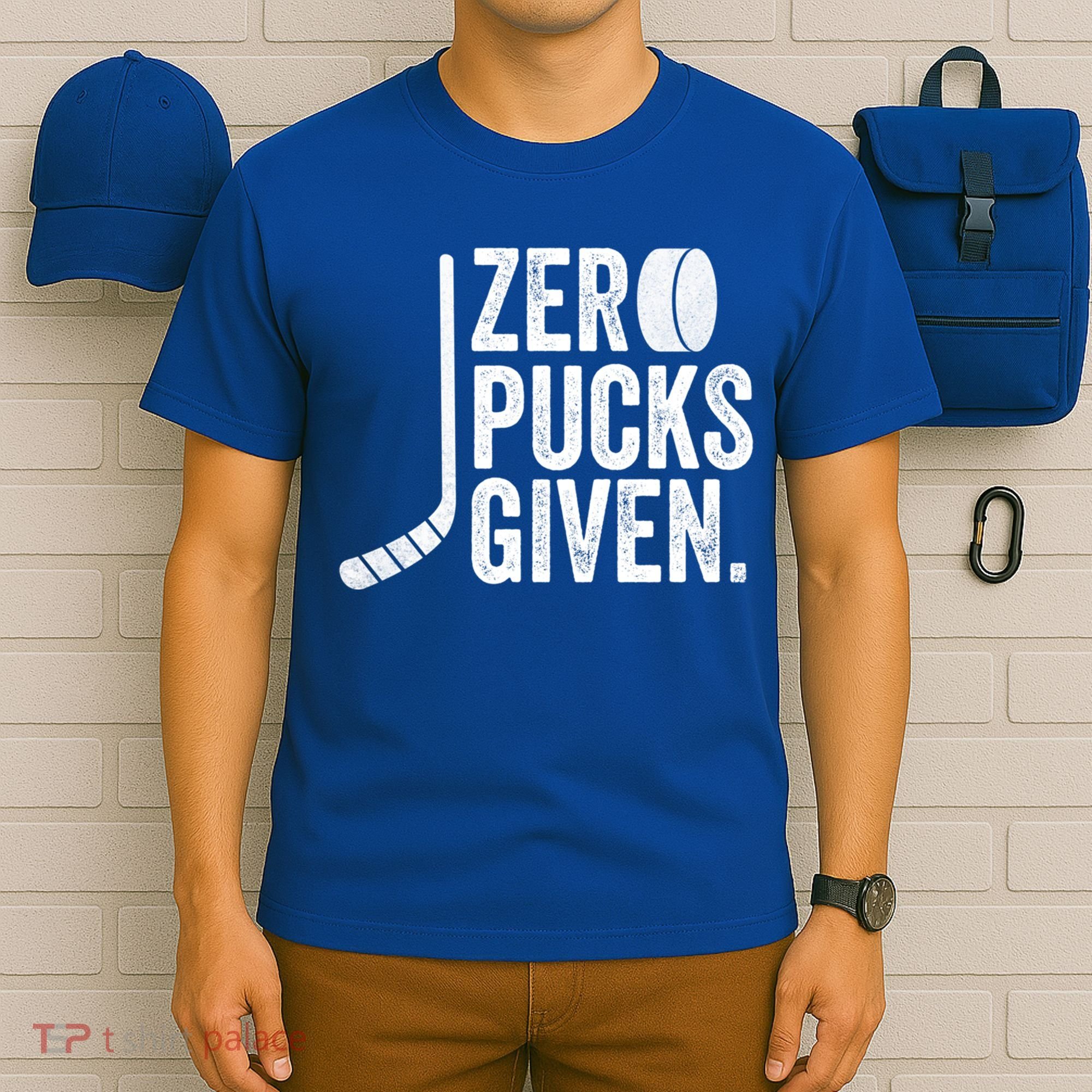 Zero Pucks Given Funny Distressed Hockey Cool Gift T-Shirt