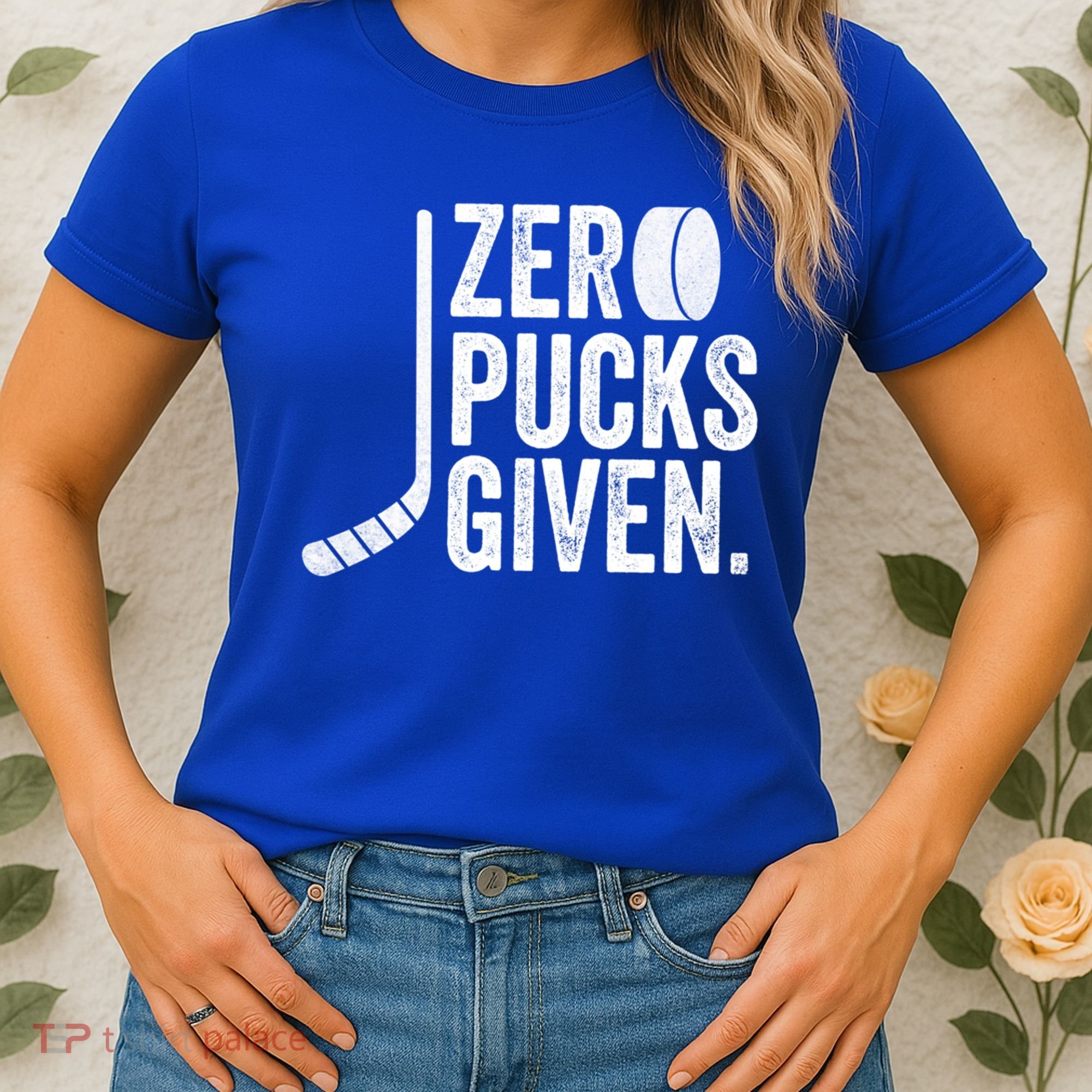 Zero Pucks Given Funny Distressed Hockey Cool Gift Women's T-Shirt