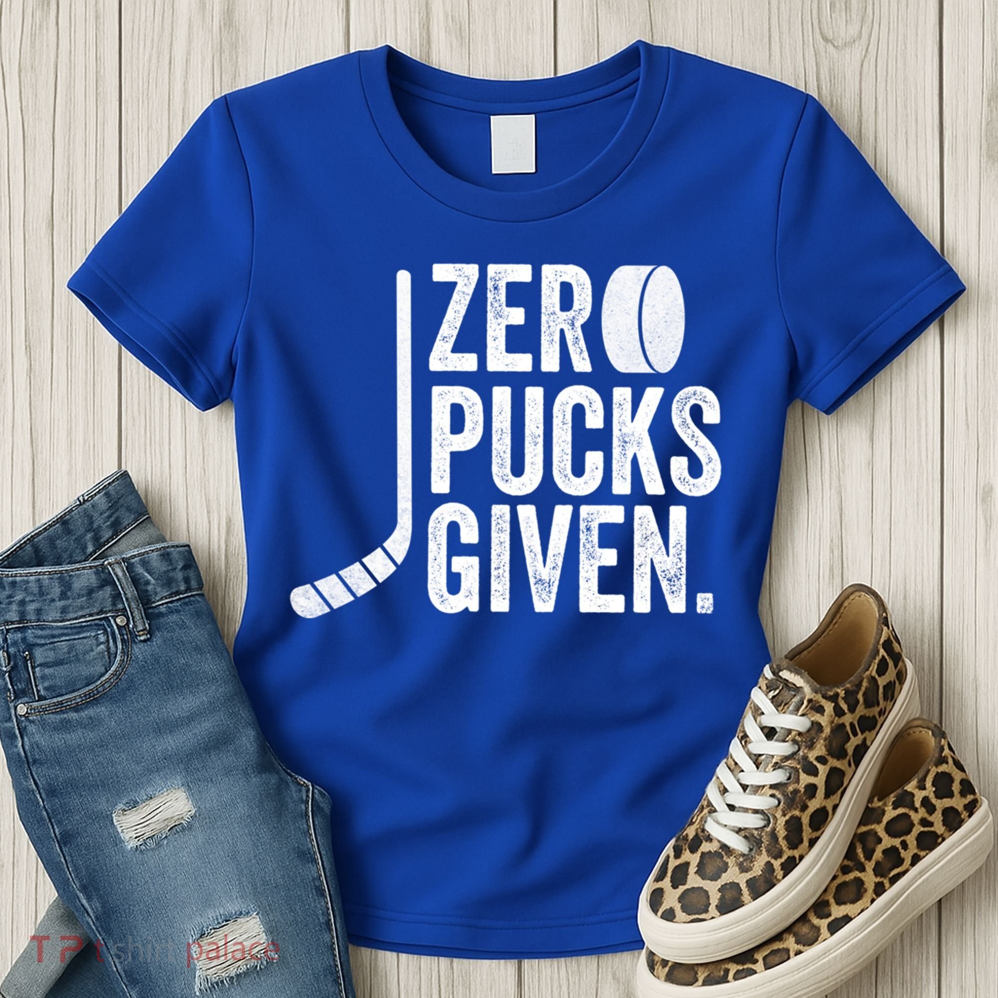 Zero Pucks Given Funny Distressed Hockey Cool Gift Women's T-Shirt