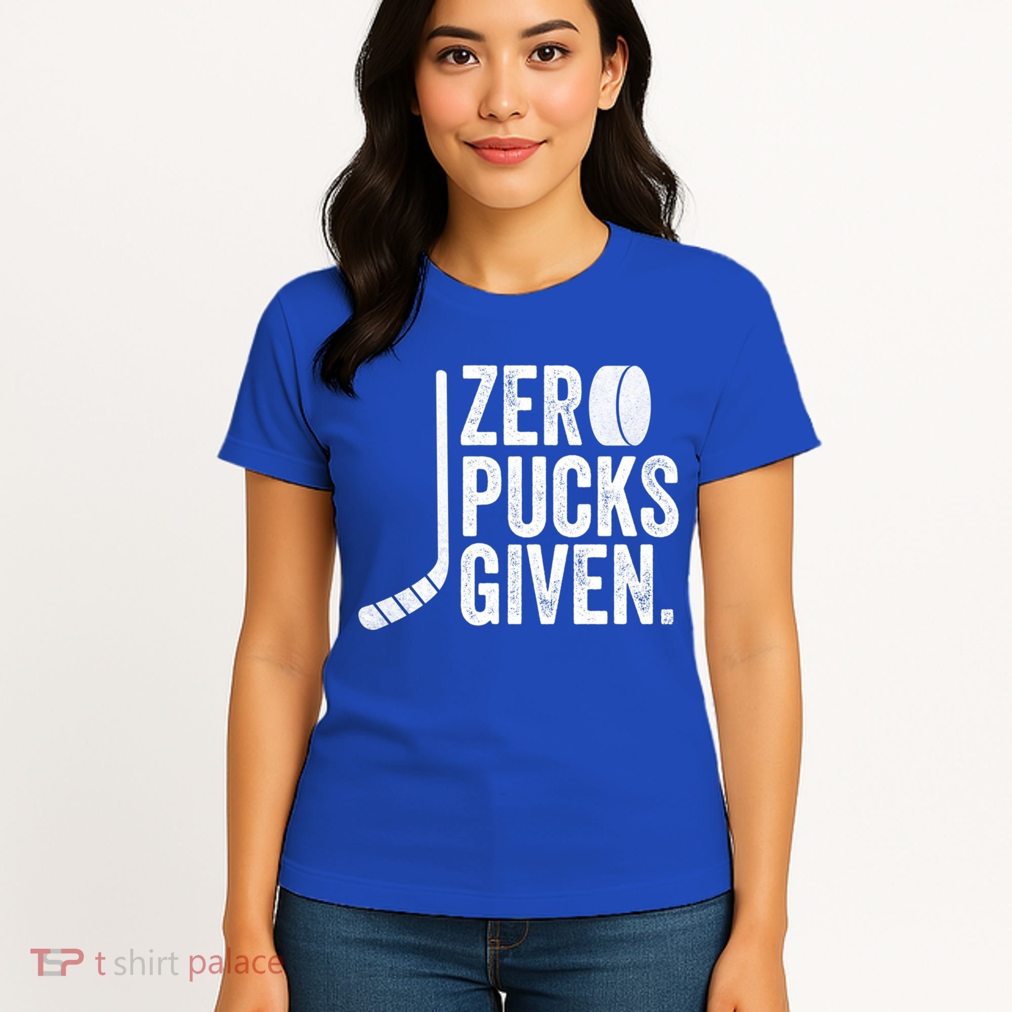 Zero Pucks Given Funny Distressed Hockey Cool Gift Women's T-Shirt
