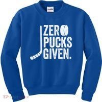 Zero Pucks Given Funny Distressed Hockey Cool Gift Kids Sweatshirt thumb 0