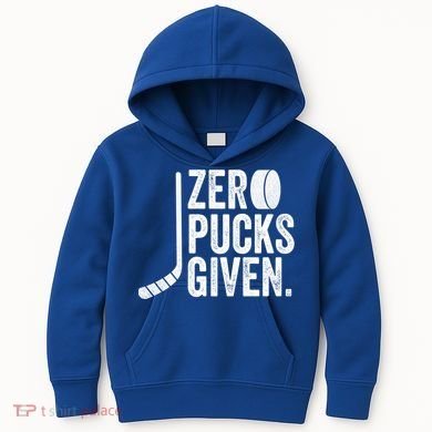 Zero Pucks Given Funny Distressed Hockey Cool Gift Kids Hoodie
