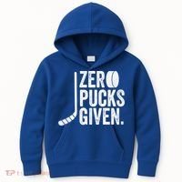 Zero Pucks Given Funny Distressed Hockey Cool Gift Kids Hoodie thumb 0