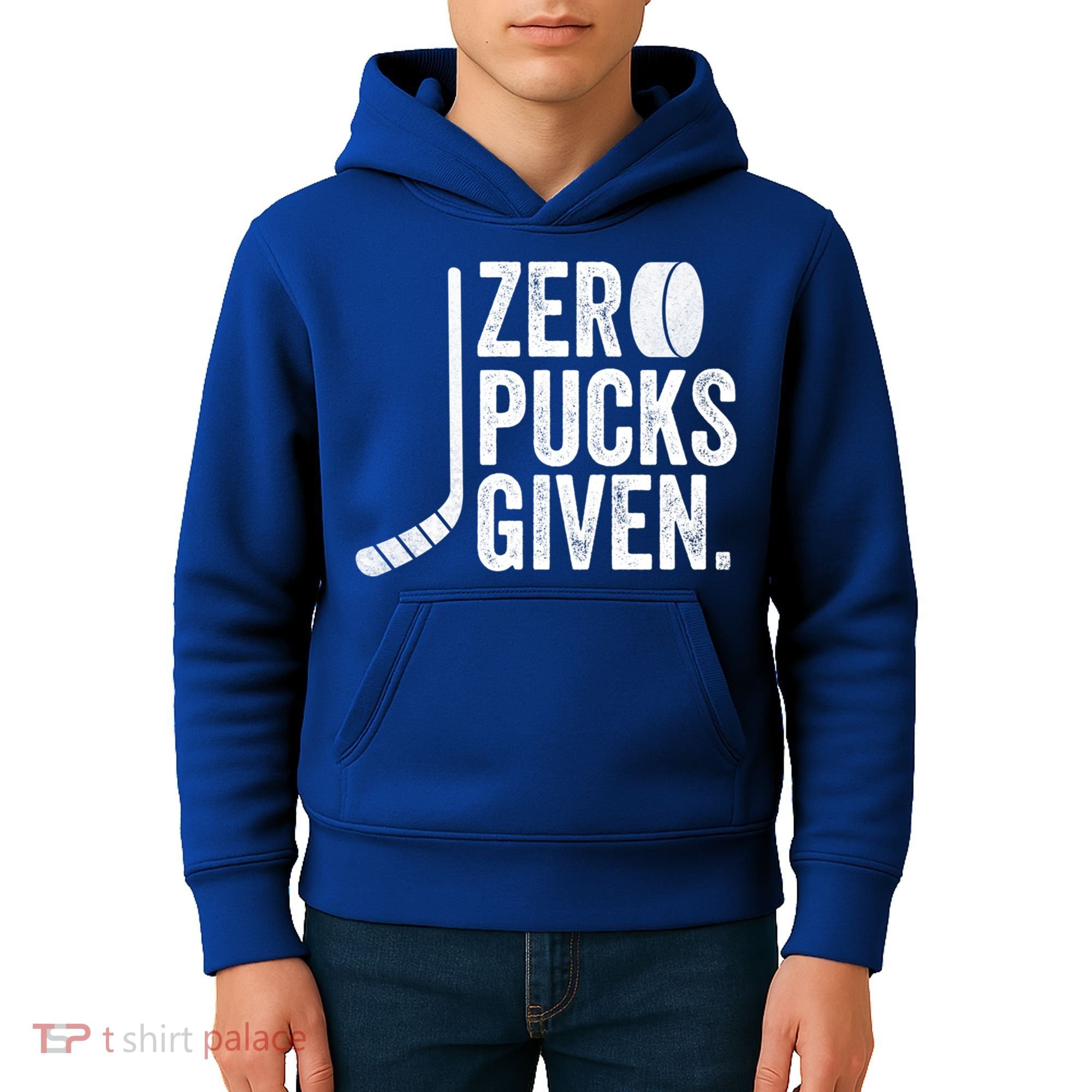 Zero Pucks Given Funny Distressed Hockey Cool Gift Kids Hoodie