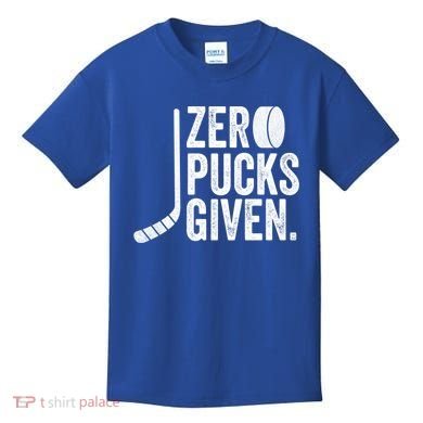 Zero Pucks Given Funny Distressed Hockey Cool Gift Kids T-Shirt