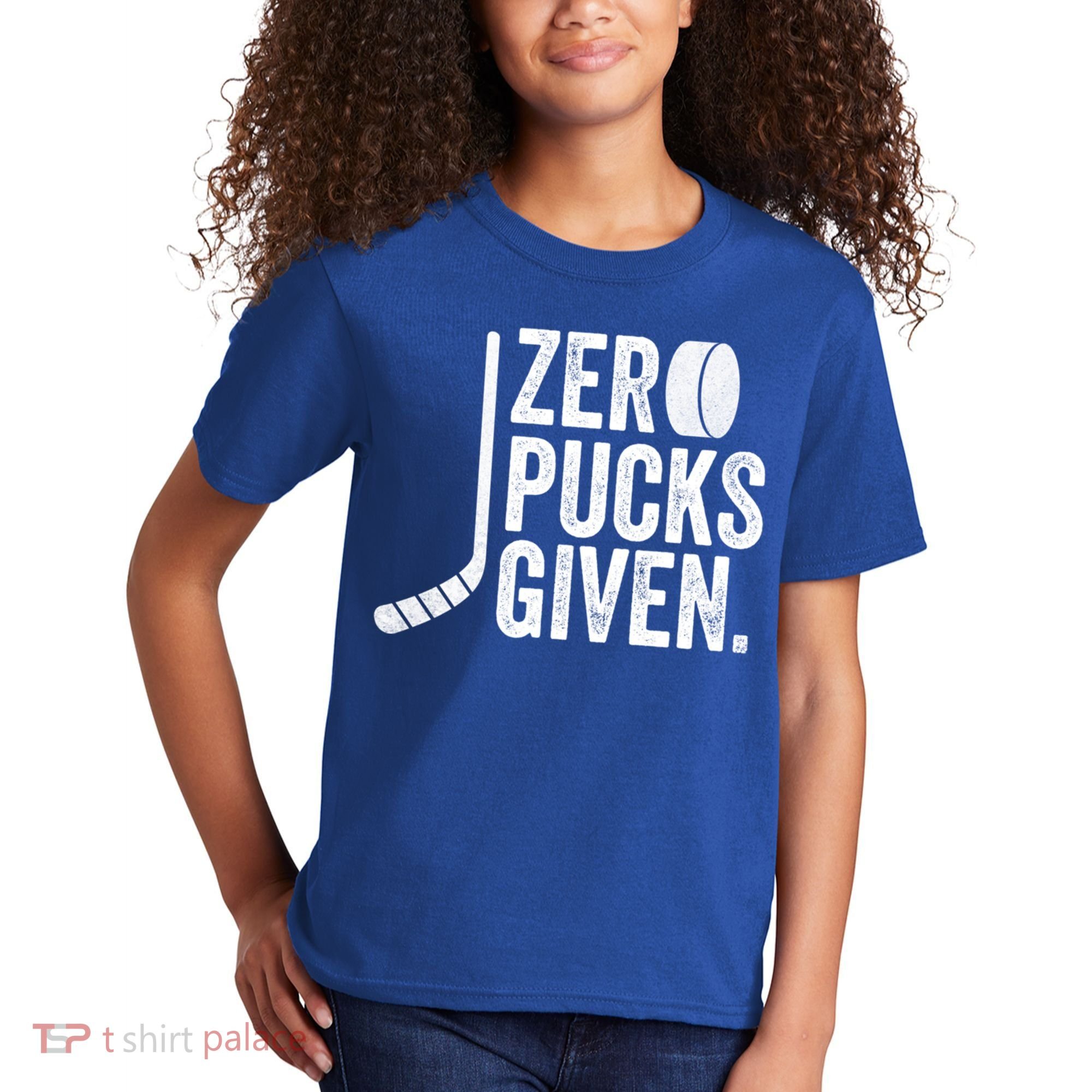 Zero Pucks Given Funny Distressed Hockey Cool Gift Kids T-Shirt