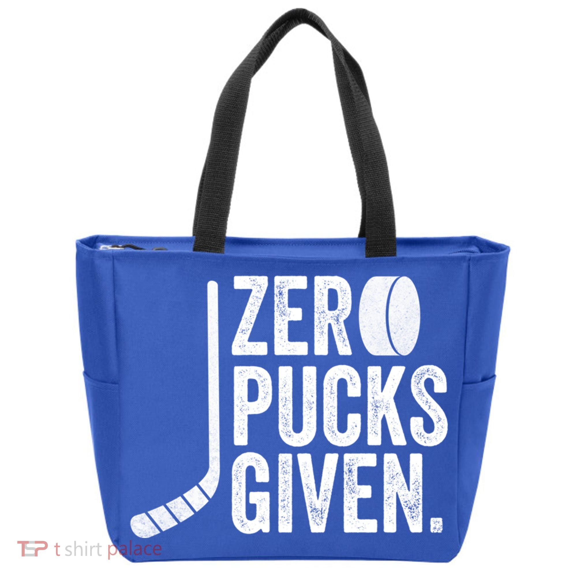 Zero Pucks Given Funny Distressed Hockey Cool Gift Tote Bag