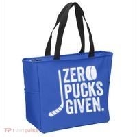 Zero Pucks Given Funny Distressed Hockey Cool Gift Tote Bag thumb 2