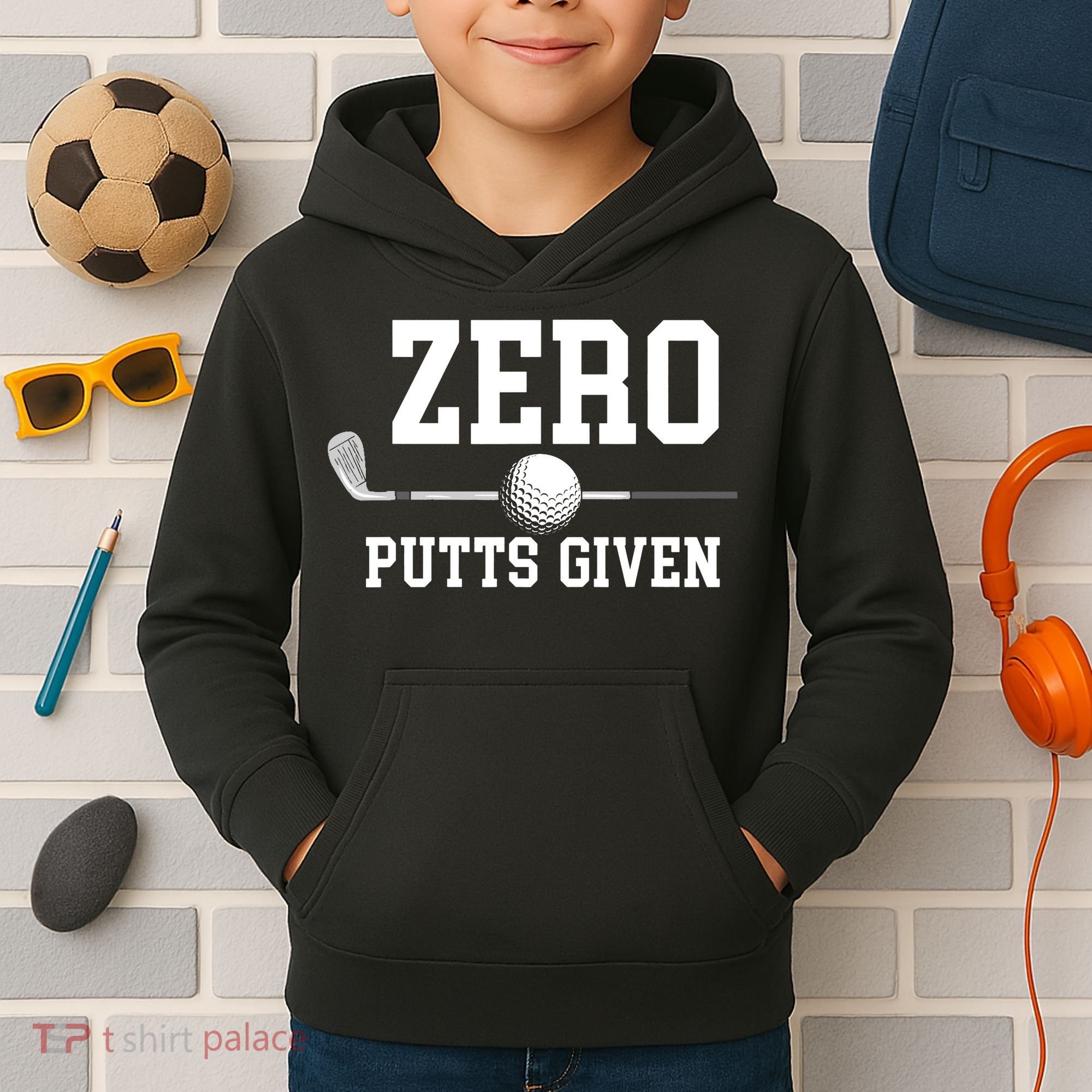 Zero Putts Given Golf Player Funny Kids Hoodie