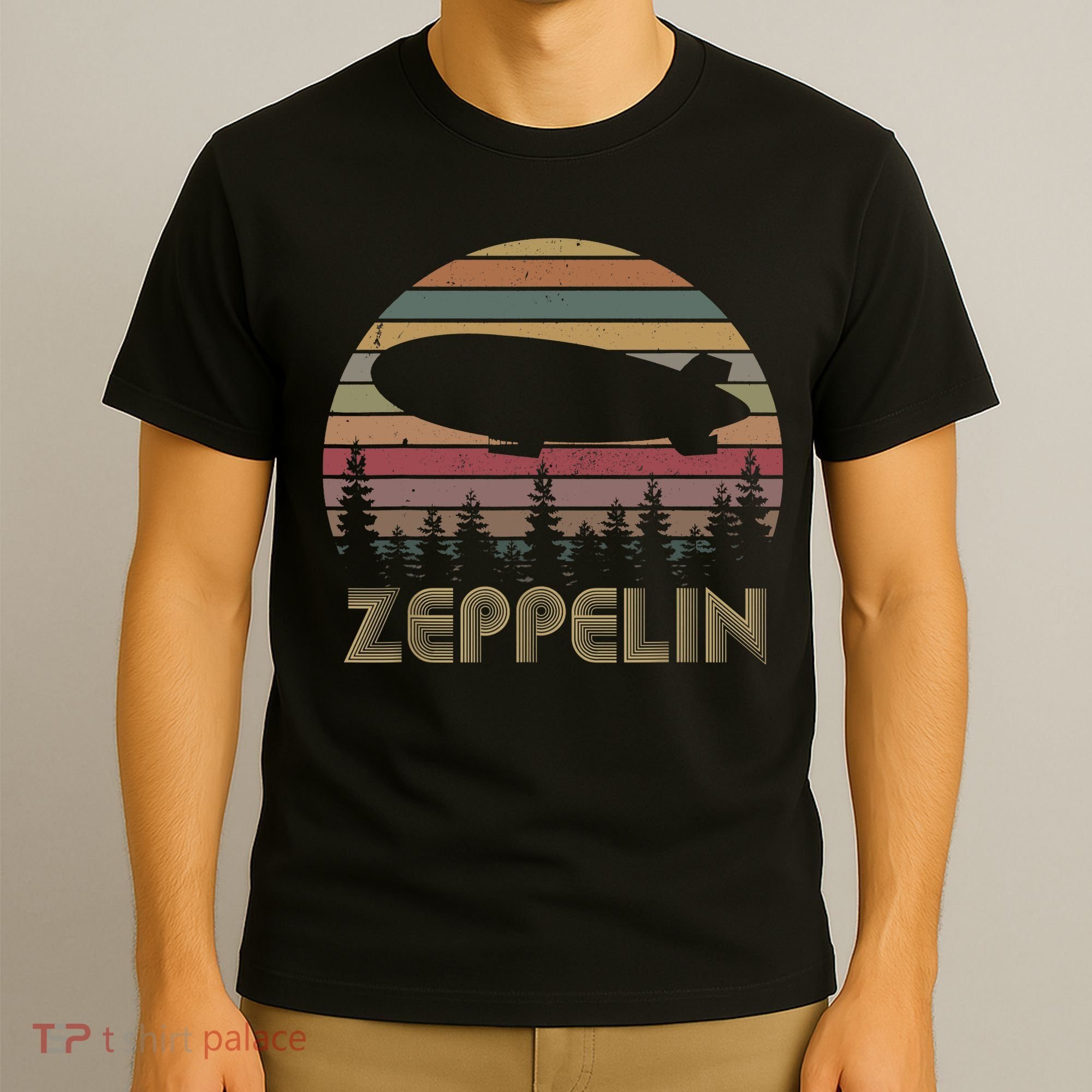 Zeppelin Retro Vintage Sunset 70s 80s Distressed Dirigible T-Shirt